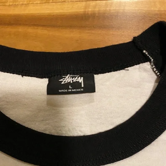 Stussy Black and White Crew Neck Tee - Picture 2 of 5